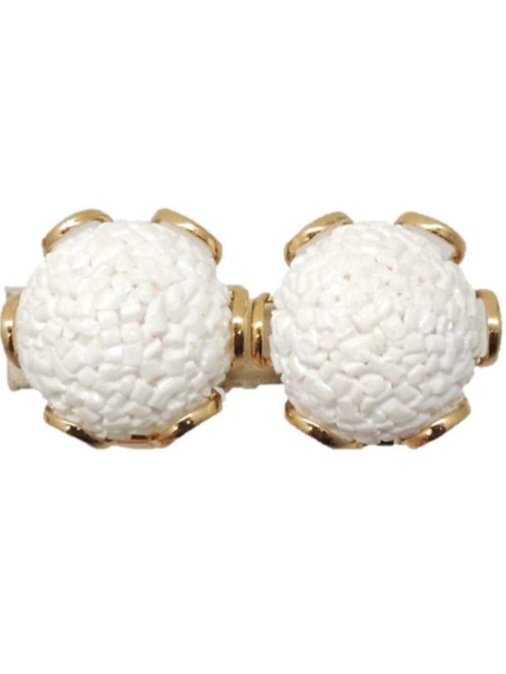 Vintage 1970s Signed Napier Round Domed White Textured Clip Earrings